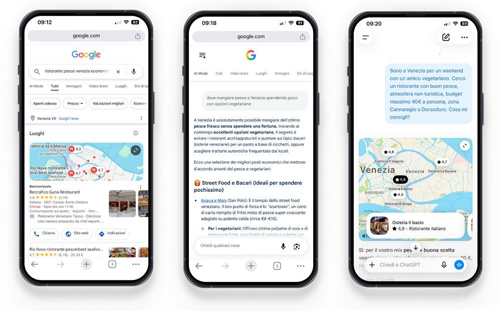 Screenshot ricerce AI da mobile